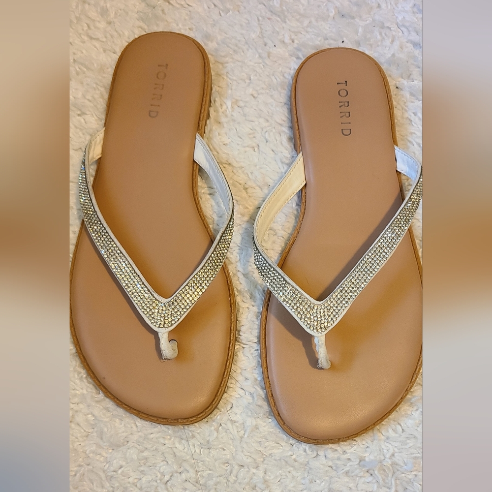 Torrid Women's White and Tan Sandals